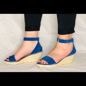 Talbots Deep Blue Open Toe Espadrille Sandals